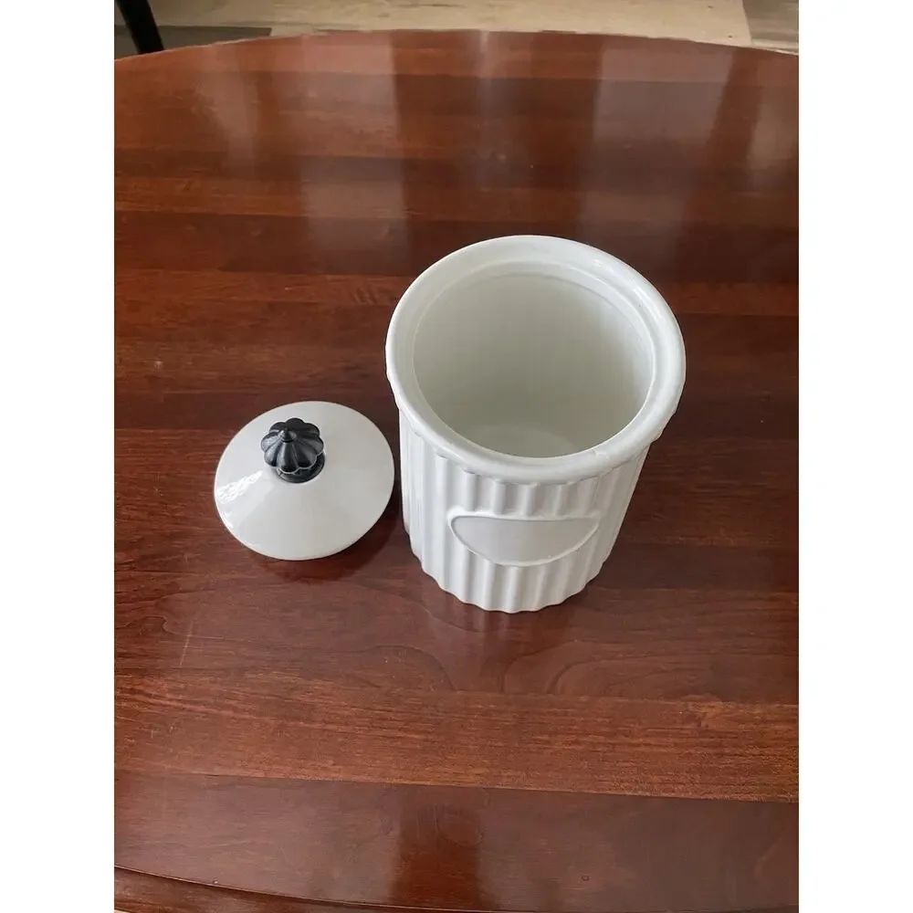 French Country Side Canister 8 Inch White